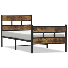 vidaXL füstös tölgy színű fém ágykeret matrac nélkül 75 x 190 cm (4017061) ágy és ágykellék