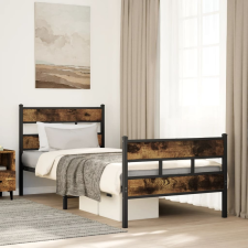 vidaXL füstös tölgy színű fém ágykeret matrac nélkül 80 x 200 cm ágy és ágykellék