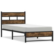 vidaXL füstös tölgy színű fém ágykeret matrac nélkül 90 x 200 cm (4017211) ágy és ágykellék