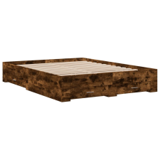 vidaXL füstös tölgy színű szerelt fa ágykeret fiókokkal 140x200 cm (3280388) ágy és ágykellék