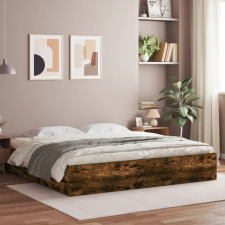 vidaXL füstös tölgy színű szerelt fa ágykeret fiókokkal 160 x 200 cm ágy és ágykellék