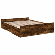vidaXL füstös tölgy színű szerelt fa ágykeret fiókokkal 160 x 200 cm (3280283) ágy és ágykellék