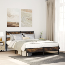 vidaXL füstös tölgy színű szerelt fa ágykeret matrac nélkül 100x200 cm ágy és ágykellék