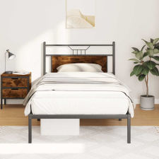 vidaXL füstös tölgy színű szerelt fa ágykeret matrac nélkül 100x200 cm ágy és ágykellék
