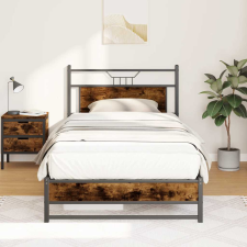 vidaXL füstös tölgy színű szerelt fa ágykeret matrac nélkül 107x203 cm ágy és ágykellék
