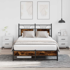 vidaXL füstös tölgy színű szerelt fa ágykeret matrac nélkül 120x200 cm ágy és ágykellék