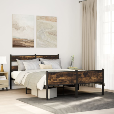 vidaXL füstös tölgy színű szerelt fa ágykeret matrac nélkül 137x190 cm ágy és ágykellék