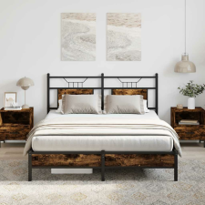 vidaXL füstös tölgy színű szerelt fa ágykeret matrac nélkül 140x200 cm ágy és ágykellék