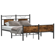 vidaXL füstös tölgy színű szerelt fa ágykeret matrac nélkül 140x200 cm ágy és ágykellék