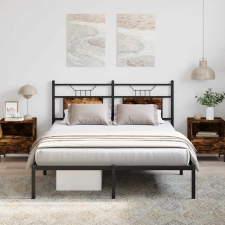 vidaXL füstös tölgy színű szerelt fa ágykeret matrac nélkül 140x200 cm ágy és ágykellék
