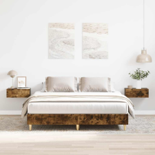 vidaXL füstös tölgy színű szerelt fa ágykeret matrac nélkül 140x200 cm (3328721) ágy és ágykellék