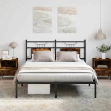 vidaXL füstös tölgy színű szerelt fa ágykeret matrac nélkül 150x200 cm ágy és ágykellék