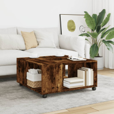 vidaXL füstös tölgy színű szerelt fa dohányzóasztal 80x80x40 cm bútor