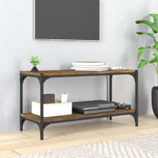 vidaXL füstös tölgy színű szerelt fa és acél TV-szekrény 80x33x41 cm bútor
