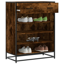 vidaXL füstös tölgy színű szerelt fa és fém cipőszekrény 75x38x97,5 cm bútor