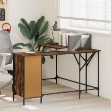  vidaXL füstös tölgy színű szerelt fa íróasztal 141x141x75 cm íróasztal