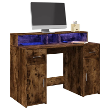 vidaXL füstös tölgy színű szerelt fa íróasztal LED-ekkel 120x55x91 cm bútor