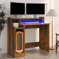 vidaXL Füstös tölgy színű szerelt fa íróasztal LED-ekkel 97x90x45 cm íróasztal