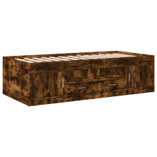 vidaXL füstös tölgy színű szerelt fa kanapéágy fiókokkal 75 x 190 cm (3280262) ágy és ágykellék