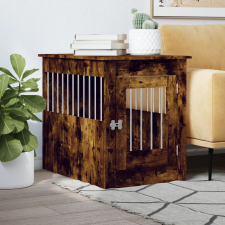 vidaXL füstös tölgy színű szerelt fa kutyaketrec 55 x 80 x 68 cm szállítóbox, fekhely kutyáknak