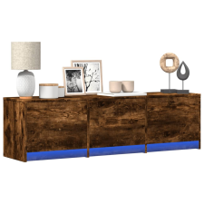 vidaXL füstös tölgy színű szerelt fa LED-es TV-szekrény 140x34x40 cm bútor