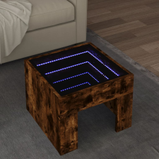 vidaXL füstös tölgy végtelen hatású LED-es dohányzóasztal 40x40x30 cm bútor