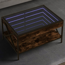 vidaXL füstös tölgy végtelen hatású LED-es dohányzóasztal 70x50x38 cm bútor
