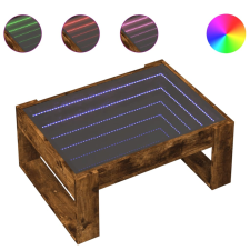vidaXL füstös tölgy végtelen hatású LED-es dohányzóasztal 70x53x30 cm (847634) bútor