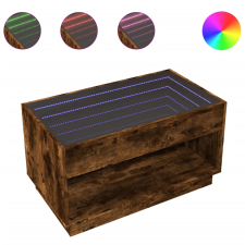 vidaXL füstös tölgy végtelen hatású LED-es dohányzóasztal 90x50x50 cm (847669) bútor