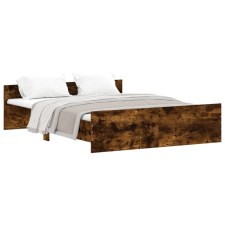 vidaXL füstös tölgyszínű ágykeret fej- és lábtámlával 150 x 200 cm (3203758) ágy és ágykellék