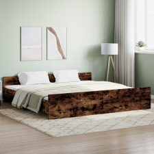 vidaXL füstös tölgyszínű ágykeret fej- és lábtámlával 180 x 200 cm ágy és ágykellék
