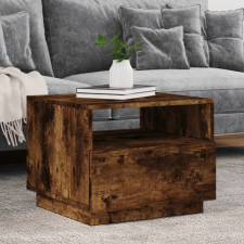 vidaXL Füstös tölgyszínű dohányzóasztal LED-lámpákkal 50x49x40 cm bútor