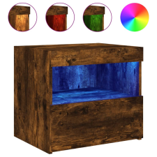 vidaXL füstös tölgyszínű éjjeliszekrény LED-fényekkel 50x40x45 cm (836771) bútor