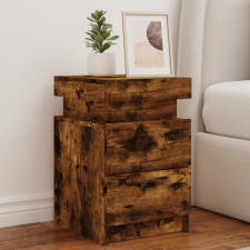 vidaXL füstös tölgyszínű éjjeliszekrény LED-világítással 35x39x55 cm bútor