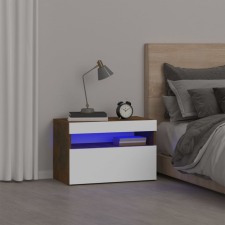 vidaXL Füstös tölgyszínű éjjeliszekrény LED világítással 60x35x40 cm bútor