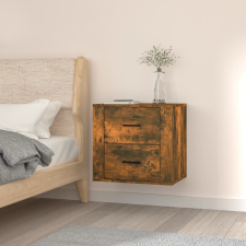 vidaXL füstös tölgyszínű falra szerelhető éjjeliszekrény 50x36x47 cm bútor