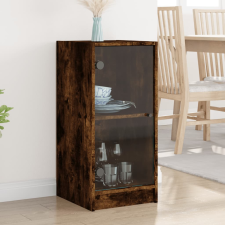 vidaXL füstös tölgyszínű kisszekrény üvegajtókkal 35 x 37 x 75,5 cm bútor