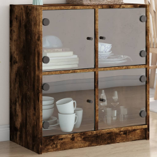 vidaXL füstös tölgyszínű kisszekrény üvegajtókkal 68 x 37 x 75,5 cm bútor