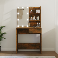 vidaXL füstös tölgyszínű LED-es fésülködőasztal 74,5 x 40 x 141 cm bútor