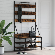 vidaXL füstös tölgyszínű ruhafogas cipőpolccal 100x40x184 cm bútor