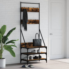 vidaXL füstös tölgyszínű ruhafogas cipőpolccal 70x40x184 cm bútor