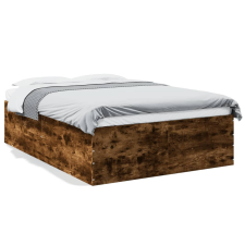 vidaXL füstös tölgyszínű szerelt fa ágykeret 135 x 190 cm ágy és ágykellék