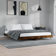 vidaXL füstös tölgyszínű szerelt fa ágykeret 140 x 200 cm ágy és ágykellék