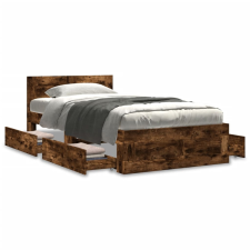 vidaXL füstös tölgyszínű szerelt fa ágykeret fejtámlával 100 x 200 cm ágy és ágykellék