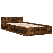 vidaXL füstös tölgyszínű szerelt fa ágykeret fiókkal 90 x 190 cm ágy és ágykellék
