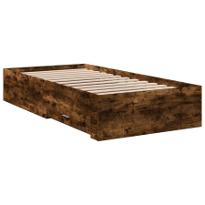 vidaXL füstös tölgyszínű szerelt fa ágykeret fiókokkal 90 x 190 cm (3280437) ágy és ágykellék