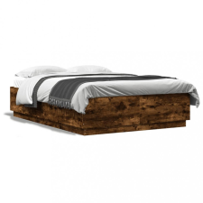 vidaXL Füstös tölgyszínű szerelt fa ágykeret LED-del 120 x 200 cm ágy és ágykellék