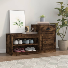 vidaXL füstös tölgyszínű szerelt fa cipősszekrény 100x42x60 cm bútor