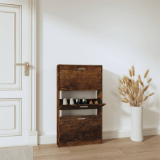 vidaXL füstös tölgyszínű szerelt fa cipősszekrény 59x17x108 cm bútor
