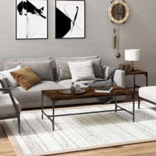 vidaXL füstös tölgyszínű szerelt fa dohányzóasztal 100x50x35 cm bútor